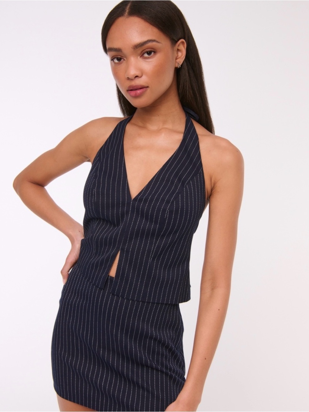 Sz S women’s Abercrombie &Fitch Navy Pinstripe Halter Top vest